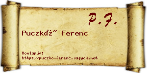 Puczkó Ferenc névjegykártya